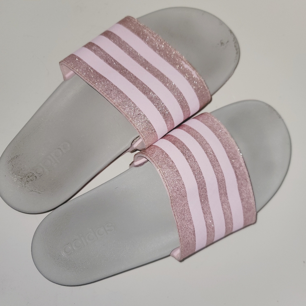 Adidas Pink Glitter Slides Sandals